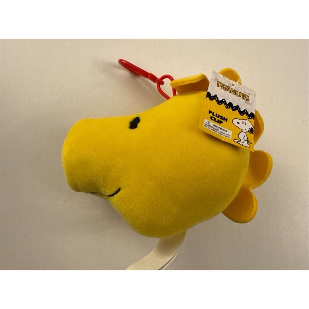 Peanuts Woodstock Bird Yellow Snoopy Head Plush Bag Clip Keychain D23